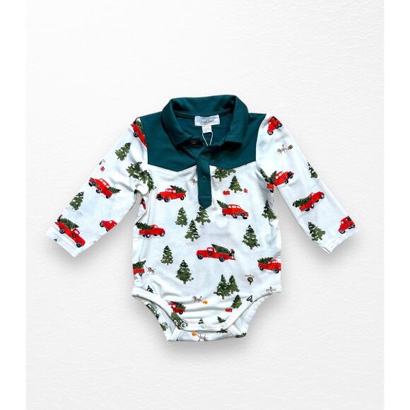 NWT Angel Dear Christmas Trucks Cowboy Bodysuit, 3-6 Months - Picture 4 of 5